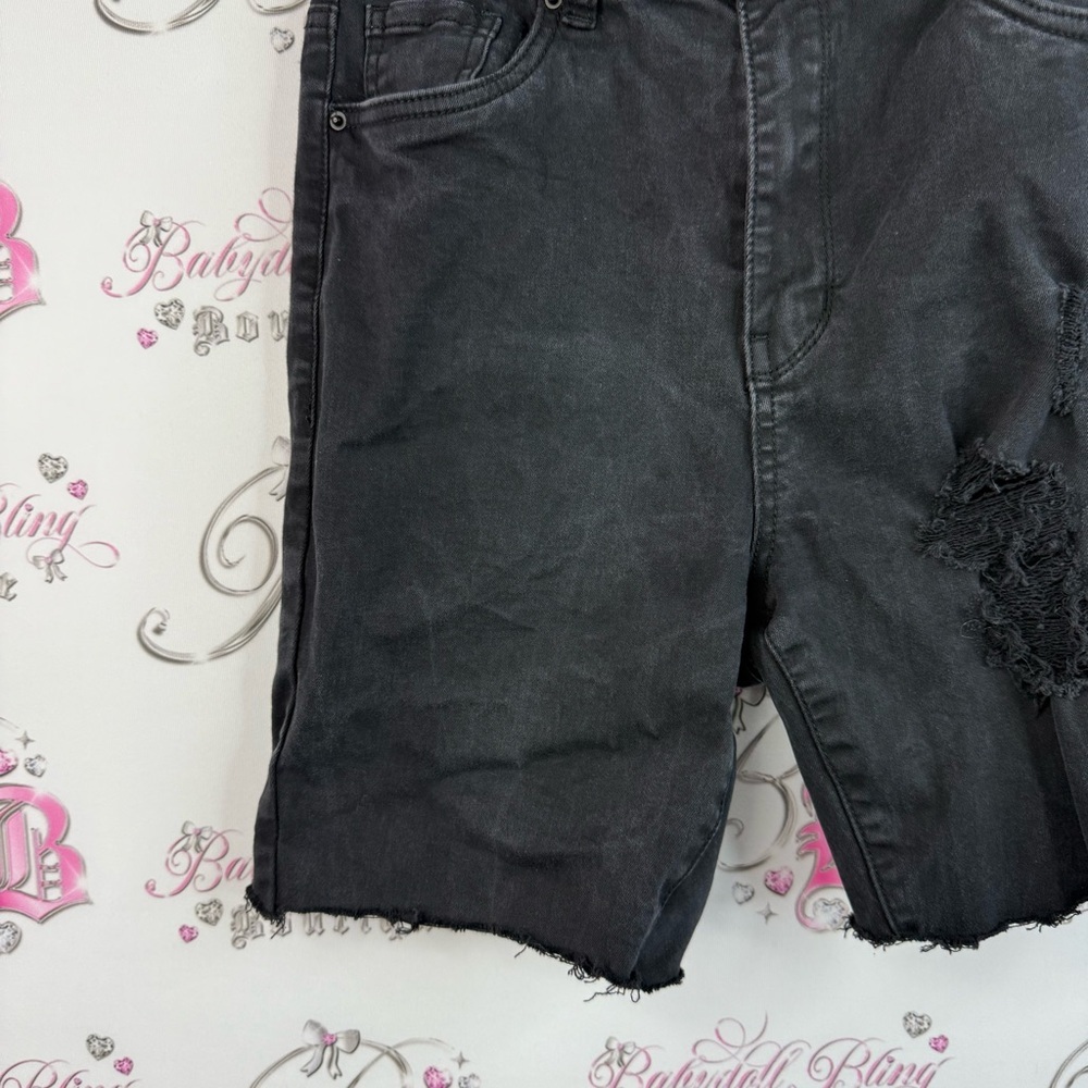 Miami high rise super skinny black shorts Women's Distressed Black Jean Shorts - Picture 5 of 15